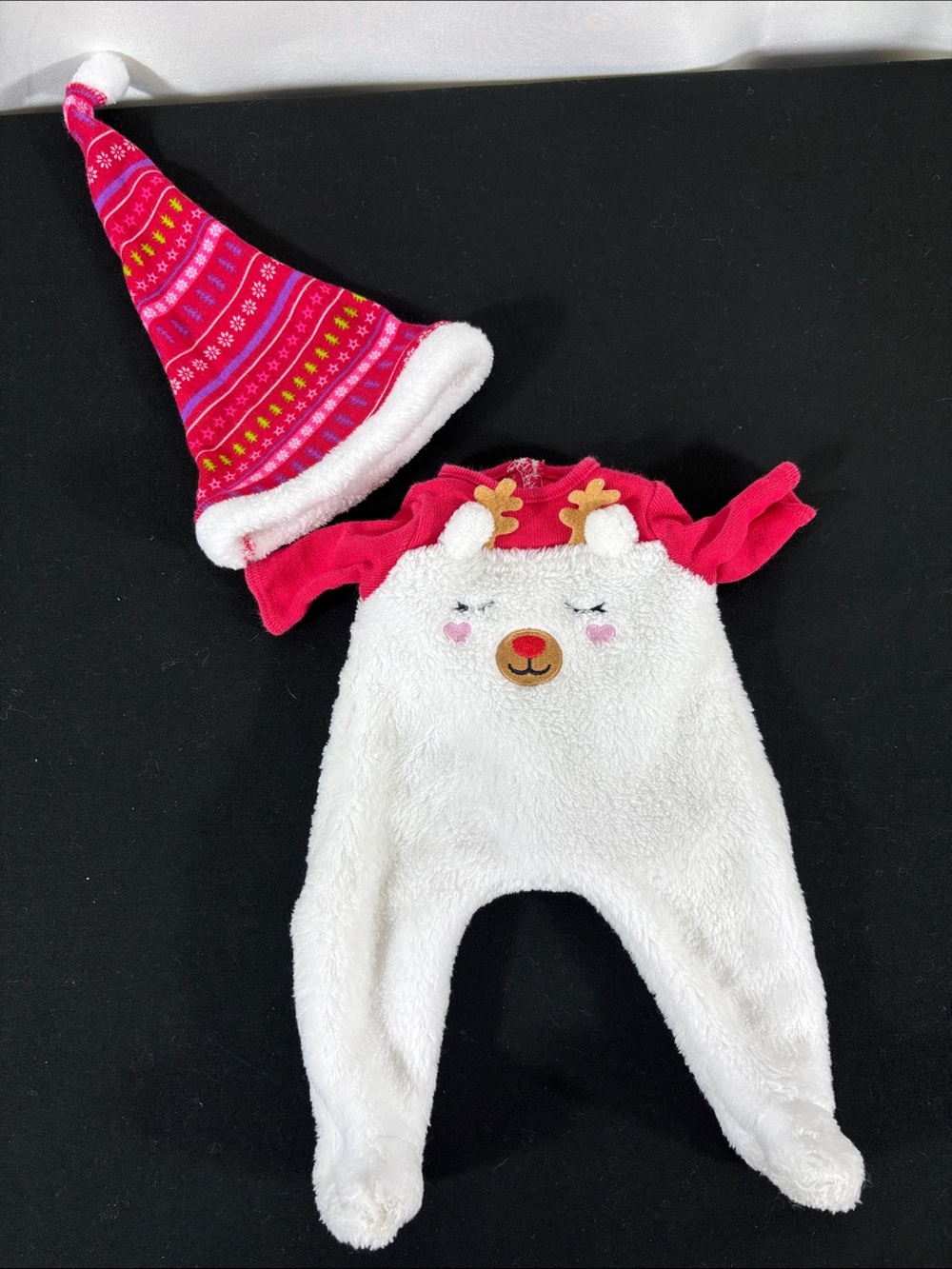 American Girl White Plush Reindeer Romper with Hat for Bitty Baby